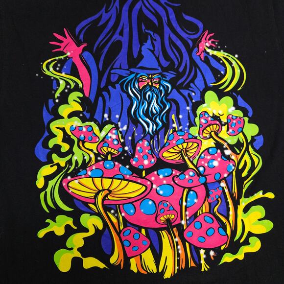 Alab Mushrooms Crew Neck Short Sleeve Graphic T Shirt Mens Size S Black - Picture 10 of 10